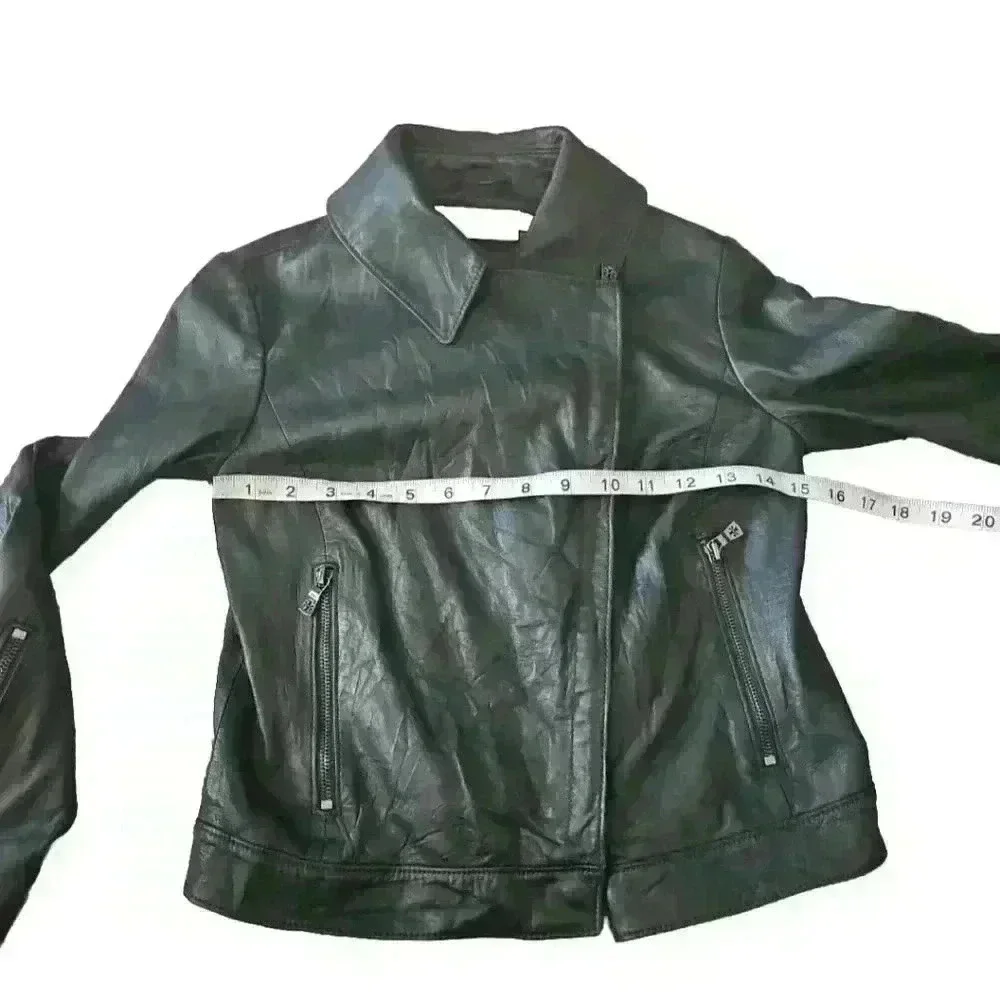 Tory Burch Womens Dark Green Harper Cropped Luxury Designer Moto Jacket 0 (XS-S)